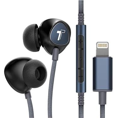 Imagem de Fones de ouvido Thore para iPhone (certificado Apple MFi) V110 em fones de ouvido trançados com fio Lightning (resistente ao suor/água) com microfone/controle remoto de volume para iPhone 14/13/12/11/Pro Max/XR- azul