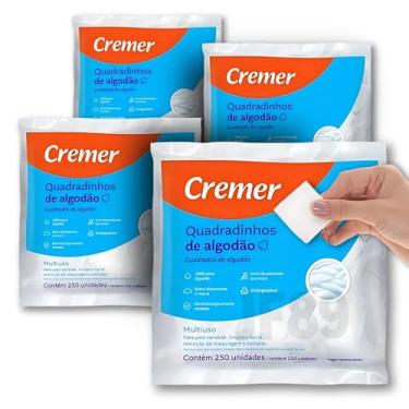 Imagem de Algodão Quadrado Prensado Quadradinho Cremer Sem Perfume 1000 Unidades (4 pacotes com 250 unidades)