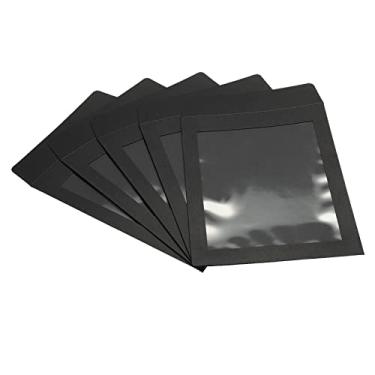 Imagem de PATIKIL Envelopes de janela de rosto inteiro, pacote com 10, A5, transparente, um lado para catálogos de fotos, preto