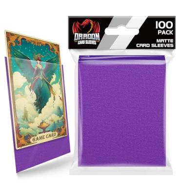 Imagem de 100 unidades de capas foscas para cartões colecionáveis, tamanho padrão, protetores de cartas de baralho para cartões de beisebol, cartões esportivos, MTG, cartas de jogo de cartas Yugioh (roxo)