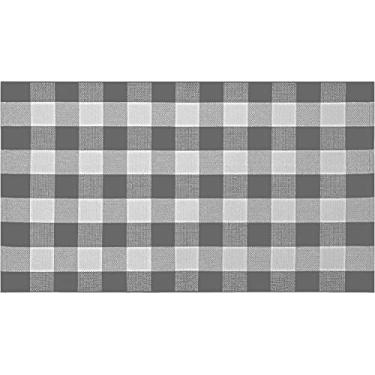 Imagem de SEEKSEE Tapete xadrez Buffalo para ambientes externos 3x5' Tapete quadriculado cinza e branco Tapete lavável Tapete de algodão Boho para cozinha Entrada Corredor Porta da frente Campo Sala de estar Sala de jogos