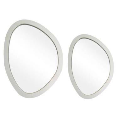 Imagem de Kit Espelho Decorativo Orgânico Branco 29X44cm E 43X58cm Epm - E2g Des