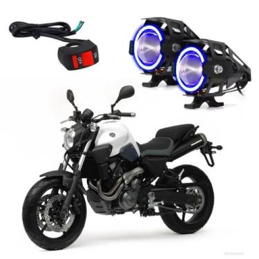 Imagem de Par Farol de Milha Angel Eye U7 Azul para Moto Yamaha MT 03 2008 2009 