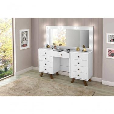 Imagem de Penteadeira Branca Com Led Gaveta Central Com Organizador