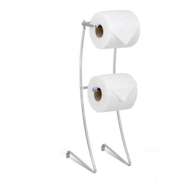Imagem de Porta Papel Higienico de Chão Laminado Suporte para 2 Rolos Cromado - 
