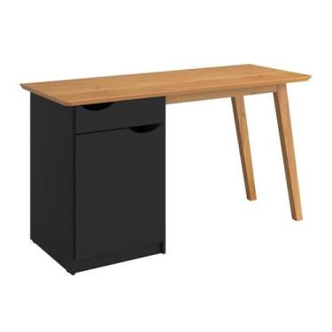 Imagem de Escrivaninha PR Estilo Retrô Moderno Cor Preto / Cinamomo - PT