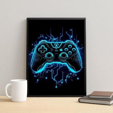Imagem de Quadro Decorativo Gamer ul Neon 45X34Cm - Com Vidro - Quadros On-Line
