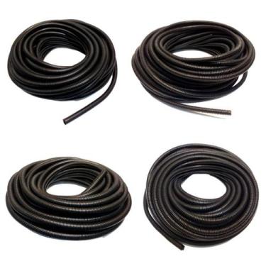 Imagem de Kit Rolo Espaguete Tubo Corrugado Preto 4,5mm 7,5mm 10mm e 13mm 20 Met