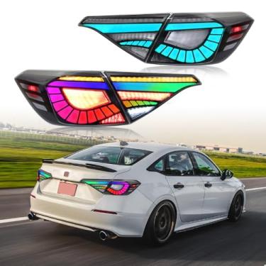 Imagem de Luzes traseiras de LED para Honda Civic Sedan 2022-2024 conjuntos de luzes traseiras de 11ª geração, acessórios com animação de inicialização multicolorida Chase substituição de lâmpadas traseiras do