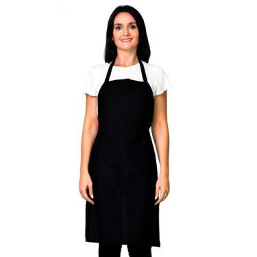 Imagem de Avental Frontal Com Bolso Grande Liso Oxford Lojaloja Preto - Loja Loj