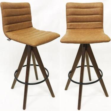 Imagem de Kit 2 Banquetas Decorativa Jaque cor Canela Base Giratória Madeira - P