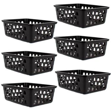 Imagem de Kit 6 Cestos Multiuso Organizador Médio Preto 20x15,5x6,5Cm - 123 Orga