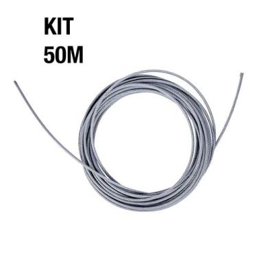 Imagem de Kit 50m Cabo de Aço Revestido Pvc 1,6mm X 2,0mm 1/16x5/64 - Vonder