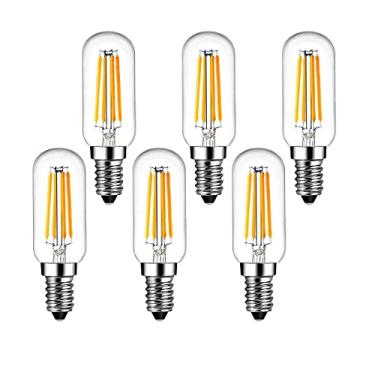 Imagem de SHUWDKAR Lâmpada LED E14 equivalente a 4W 40W lâmpada LED candelabro branco quente 2700K vintage E14 base europeia lâmpada Edison para lustres, ventilador de teto, pingente, não regulável, pacote com