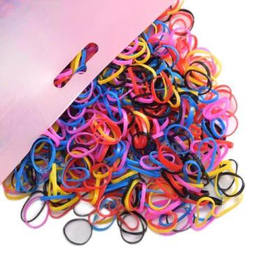 Imagem de Kit 2000 Elásticos Liga Liguinha De Cabelo Colorido Penteado Infantil 