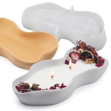 Imagem de Wehous Suporte de vela grande molde de silicone, molde de vasos de vela irregular, moldes de concreto de resina para recipiente de tigela, moldes de silicone para resina epóxi, pote de plantas,