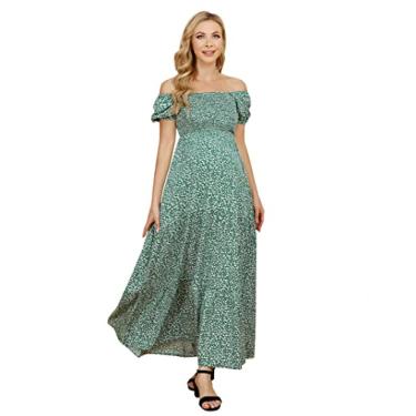 Imagem de Vestido de maternidade feminino, tomara que caia, tomara que caia, evasê, casual, maxi vestido fotográfico para chá de bebê, Greendl, G