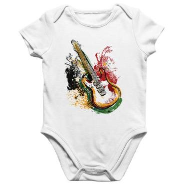 Imagem de Body Bebê Algodão Guitarra Reggae - Foca na Moda, Branco, P