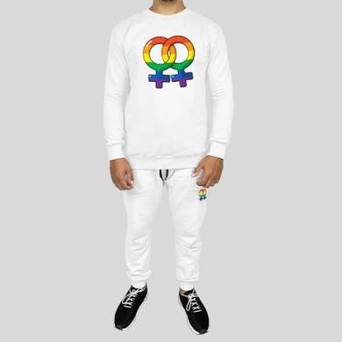 Imagem de Conjunto Calça e Blusa Moletom Careca Sem Capuz Algodão LGBT - MP Moda