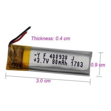 Imagem de 1 Peça 400930 3,7v 80mah 2 Fios 4mm X 09mm X 30mm - - KMIG