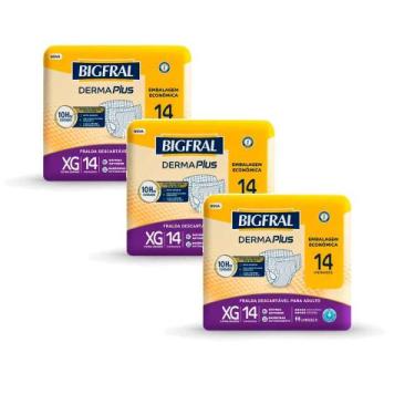 Imagem de Kit 3 Fralda Geriátrica Bigfral Derma Plus XG 14 Unidades cada