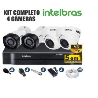 Imagem de Kit CFTV Intelbras Completo 4 Câmeras AHD 720p DVR 4 Canais