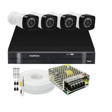 Imagem de Kit 4 Cameras Segurança 1080p Full Hd Dvr Intelbras 4ch S/hd