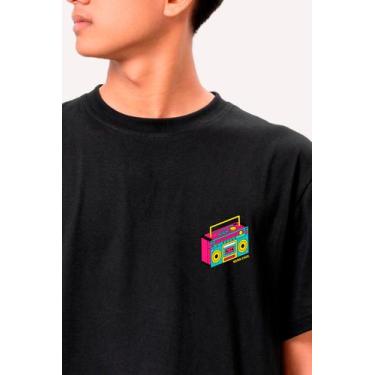 Imagem de Camiseta Nostalgia Anos 80 - Rádio Vintage  Nerd Chic, P, Preto