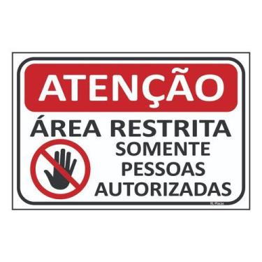 Imagem de Placa Sinalização Área Restrita Aviso 30x20cm Ps 1mm - Royal Art