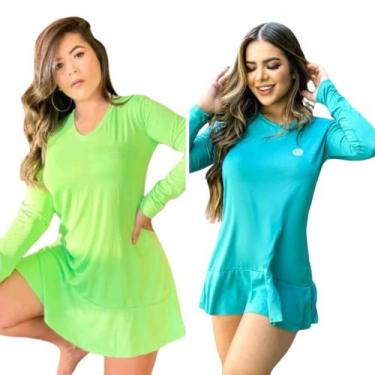 Imagem de Kit 2 Saídas de Praia Vestido feminino proteção solar UV 50+ FPS - For
