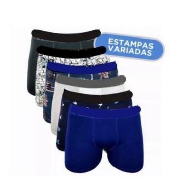 Imagem de Kit 6 Cuecas box boxer Adulto lisas e estampadas variadas - Clique, GG