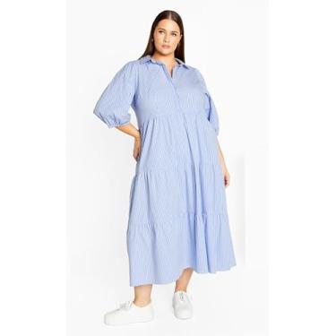Imagem de Vestido plus size claraboia em azul celeste/listras WHT, Azul celeste/listras brancas, 25 Plus Size