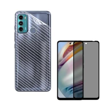 Imagem de Película Privacidade Anti Espionagem, Película Skin Traseira Carbono e Película de Câmera Compatível Com Moto G60 - (Hard Glass Store)