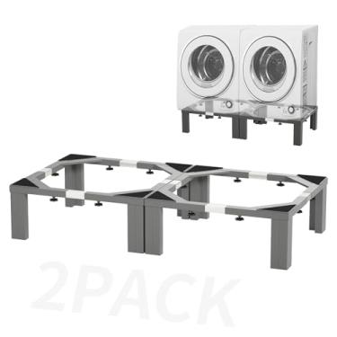 Imagem de Chinchilla Pedestal de lavanderia de aço inoxidável resistente, pedestais universais de lavadora e secadora de 30 cm de altura, suporte universal ajustável para máquina de lavar e suporte de geladeira