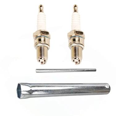 Imagem de HIFROM F7TC Vela de ignição 2 peças com chave compatível com Honda GX120 GX160 GX200 GX240 GX270 GX340 GX390 GCV160 GCV190 GCV135 GC135 GC160 GC190 gerador cortador de grama