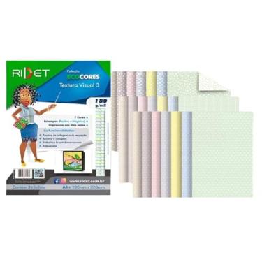 Imagem de Papel Bloco Ecocores A4 Textura Visual 3 - Tons Pastéis - 7 Cores 3 Estampas 180g 36 folhas Frente e Verso
