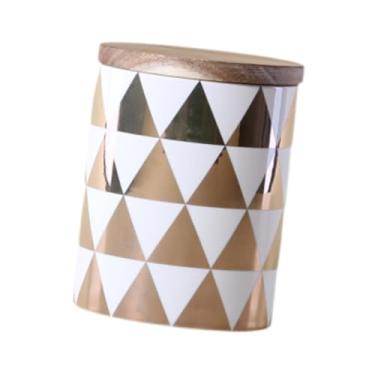 Imagem de ＫＬＫＣＭＳ Nordic Coffee Jar Chá e Café Lata Cereal Grãos Organizador Cerâmica Cozinha Canister Recipientes de Armazenamento Pote para Biscoito Jar, Triângulo Grande