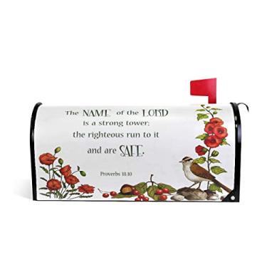 Imagem de ZZKKO Capa para Caixa de Correio Decoração com Verso da Bíblia Provérbios Escritura de Frango Poppy Capa para Caixa de Correio Estampa Magnética Estática Estampa Colorida Casa Decorações de Caixa de Letras, Tamanho Padrão 20,8x18 polegadas, Multicolorido