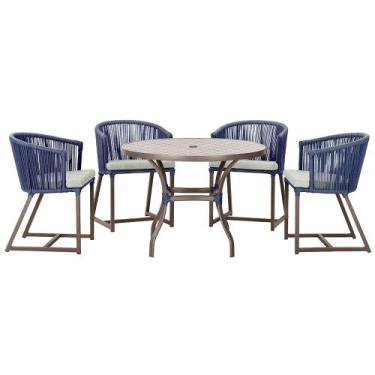 Imagem de Mesa com 4 Cadeiras de Jantar Roma 100cm e Noronha em Aluminío Marrom 