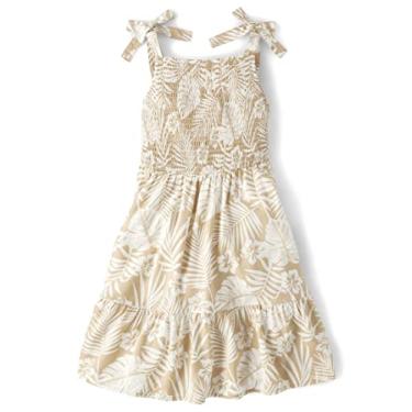 Imagem de The Children's Place Vestido casual de amarrar no ombro para meninas tamanho único, Marrom floral, PP