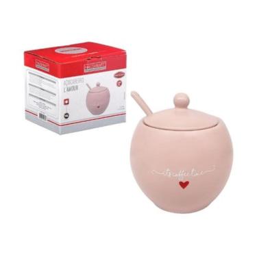 Imagem de Açucareiro Lamour Rosa de Porcelana com Colher 350ml Hauskraft