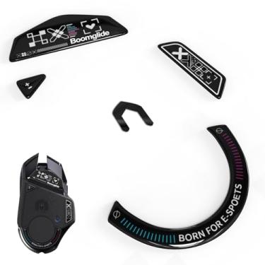 Imagem de YIMAGUJRX Patins de mouse de vidro, patins de mouse mais rápidos e suaves, pés de mouse de vidro para Logitech G 502 Lightspeed Wireless (impressão preta)