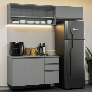 Imagem de Armário De Cozinha Compacta Suspenso 200cm Nice Madesa Xa12 Cinza