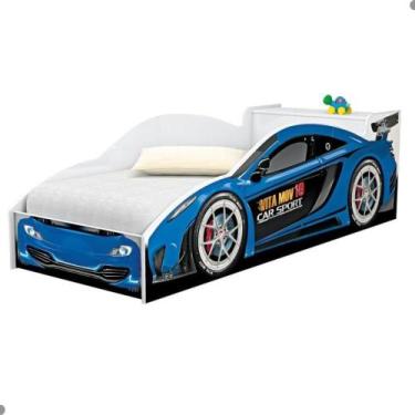 Imagem de Cama Carro com Baú Accelerate Juvenil Azul - Mais de Casa