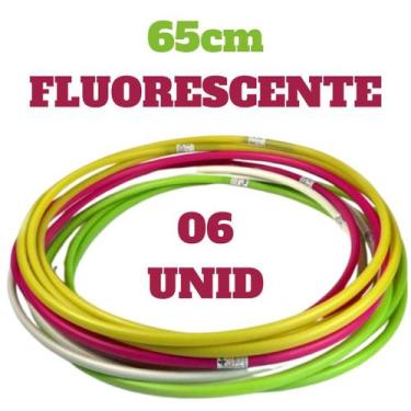 Imagem de Kit 06 Bambolês Flúor NEON Sortidos 65cm Arco Infantil Coloridos NOVID