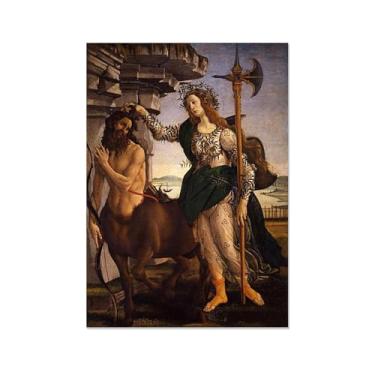 Imagem de Decoração de sala de arte de parede em tela emoldurada, impressões em tela de pintura a óleo clássica, Pallas e o Centauro. Decoração de parede vintage para casa 70 x 105 cm (28 x 41 polegadas) sem