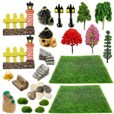 Imagem de Woohome 30 peças acessórios de jardim para casa de fadas mini acessórios de jardim micro paisagem mini conjunto de jardim zen para projeto de diorama faça você mesmo, mini decoração de casa