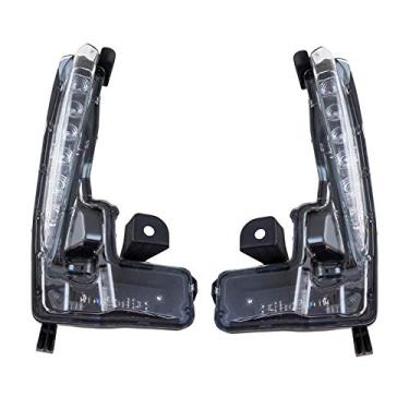 Imagem de TRQ Conjunto de luzes diurnas montadas no para-choque do lado do motorista e do passageiro compatível com Toyota Corolla TO2562103 TO2563103 2017-2019