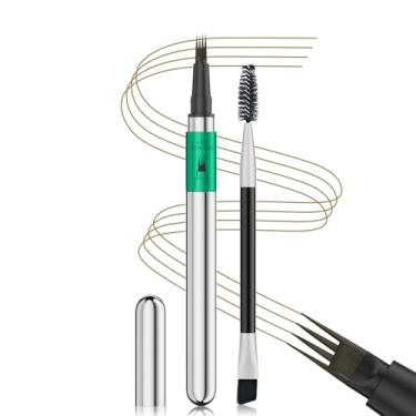 Imagem de Lápis de sobrancelha mágico, caneta de sobrancelha microblading com 4 pontas de garfo, caneta de sobrancelha impermeável de longa duração, pincel de sobrancelha cria cabelos como sobrancelhas