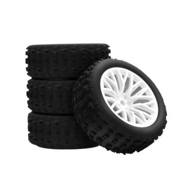 Imagem de NMNRC Branch Style Rubber Pre Glued Wheel and Tires Plastic Rim for Arrma 1/14 Typhon Grom Series RC Car Upgrades Part White